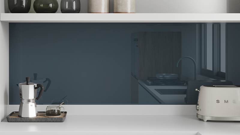 Blue splashback