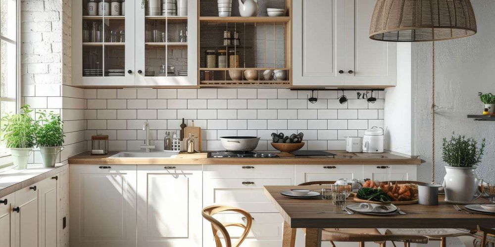 white metro tile splashback