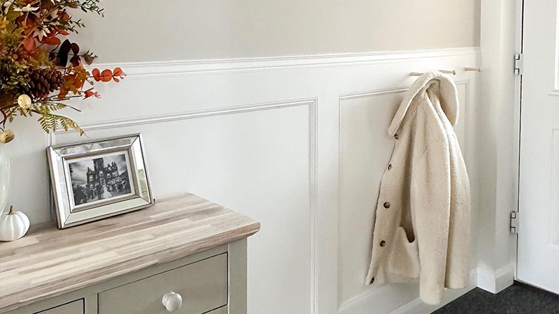 Beaded panelling in hallway