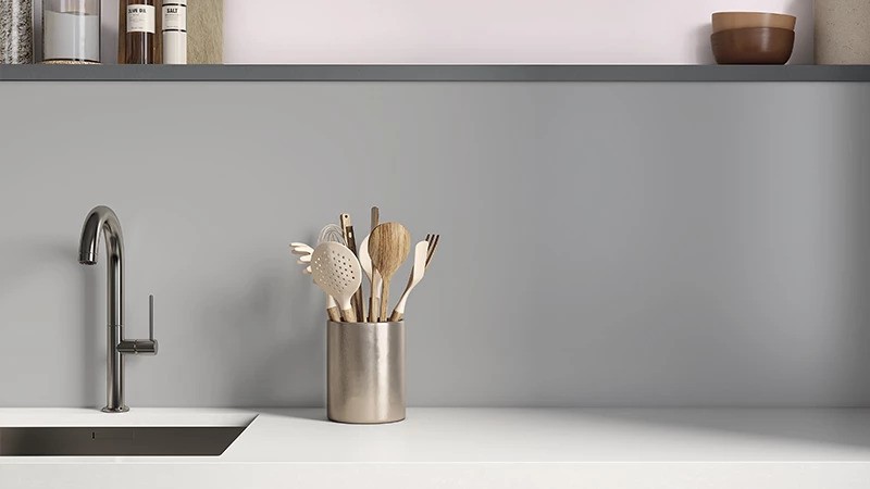 matt grey acrylic splashback