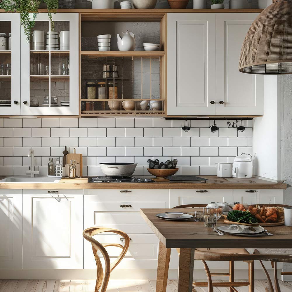 metro tile splashback in kitchen